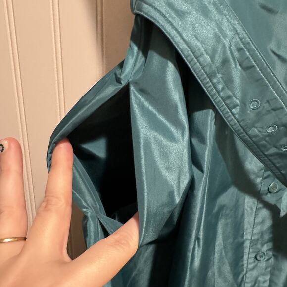 Staud Jolene Belted Taffeta Shirt Dress Coastal Green Size 10 - Picture 5 of 8